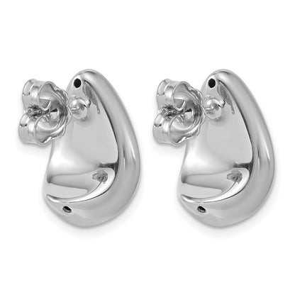 Sterling Silver Rh Plat Polished Puff Teardrop Post Earrings