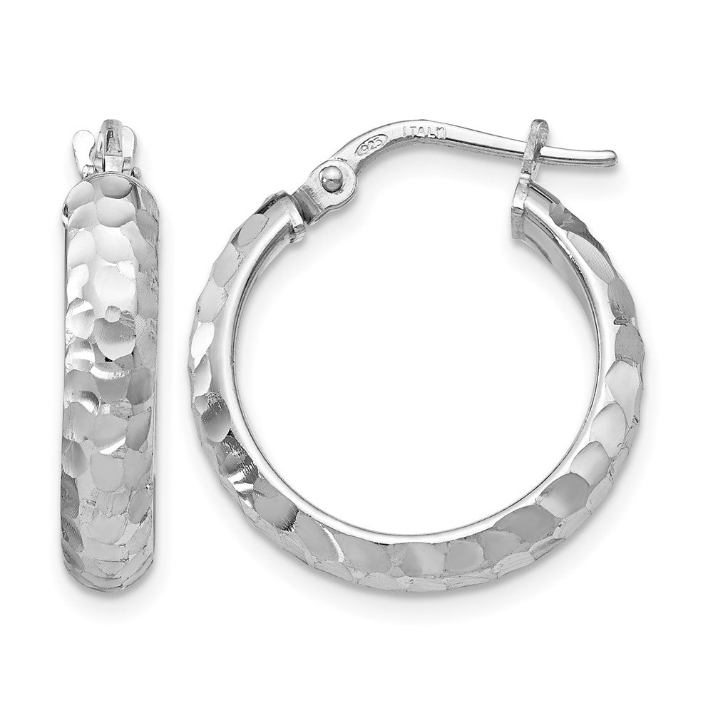 Sterling Silver Ss Radiant Essence Rhodium-Plated Hinged Hoop Earrings