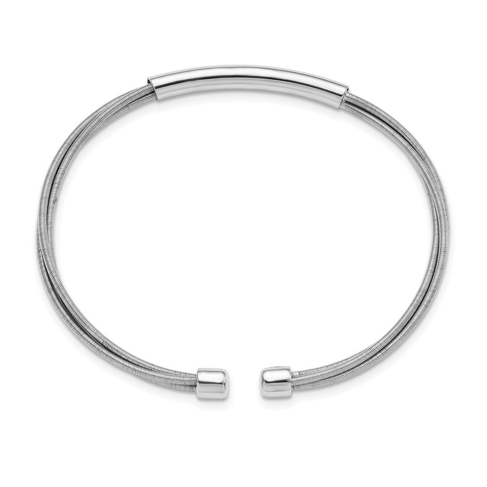 Sterling Silver Rhodium Plated Cuff Bangle
