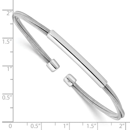Sterling Silver Rhodium Plated Cuff Bangle