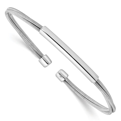 Sterling Silver Rhodium Plated Cuff Bangle