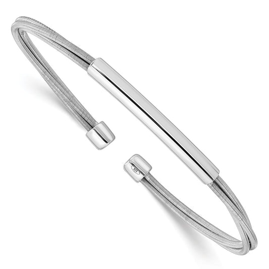 Sterling Silver Rhodium Plated Cuff Bangle