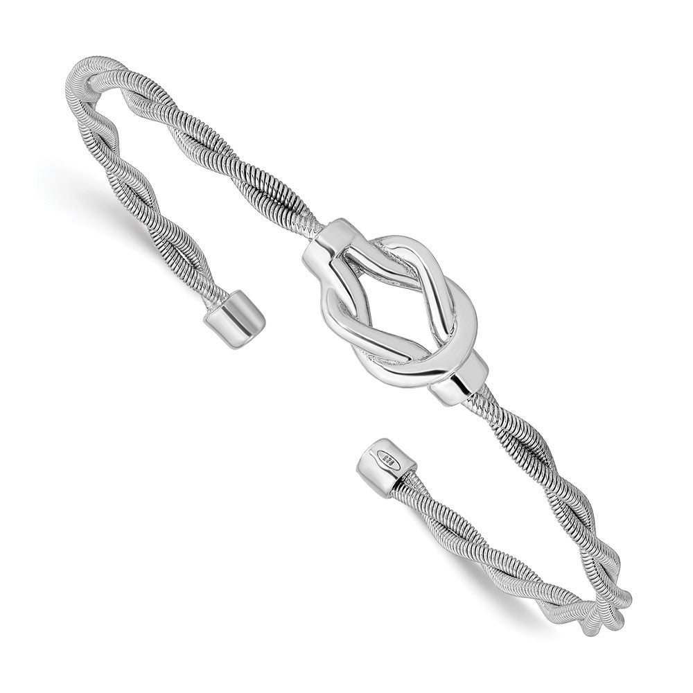 Sterling Silver Rhodium Plated Twisted Cuff Bangle