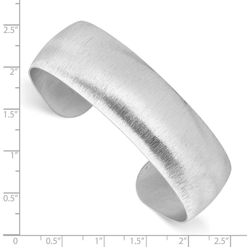 Sterling Silver Rhodium Plated Brushed Cuff Bangle