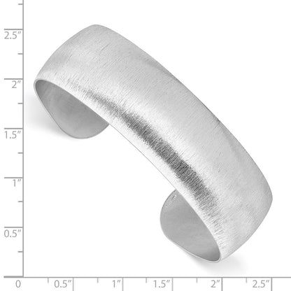 Sterling Silver Rhodium Plated Brushed Cuff Bangle