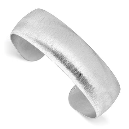 Sterling Silver Rhodium Plated Brushed Cuff Bangle