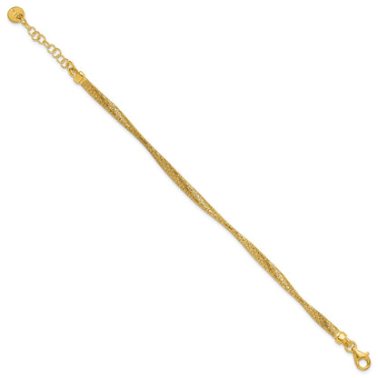 Gold Plated Sterling Silver Pl Twist Texture Wrapped 1In Ext. Bracelet