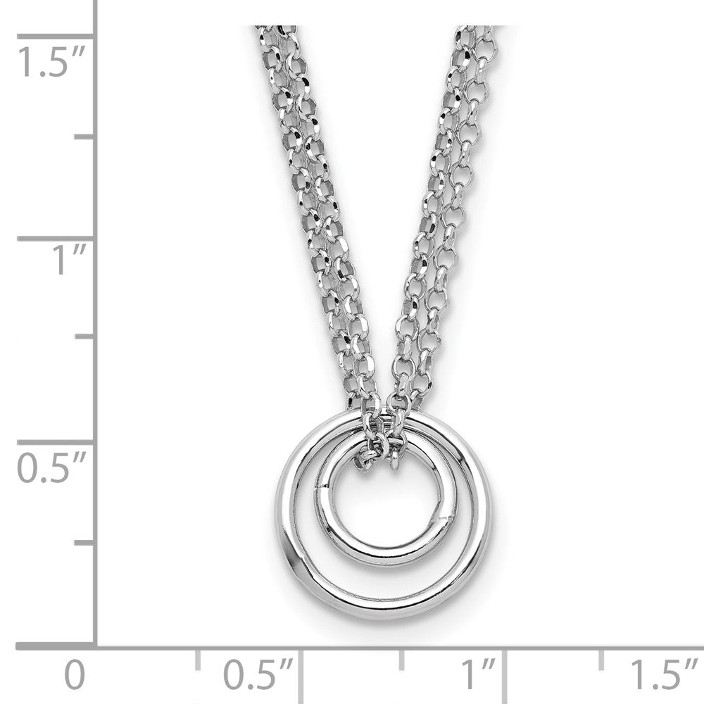 Sterling Silver Rh Plt Polished 2 Strand Circle 2In Ext Necklace