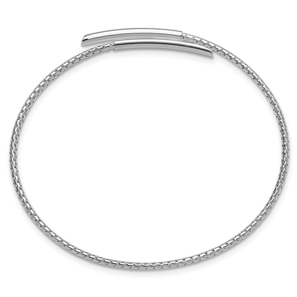 Sterling Silver Rhodium Plated Polished Bypass Cuff Bangle