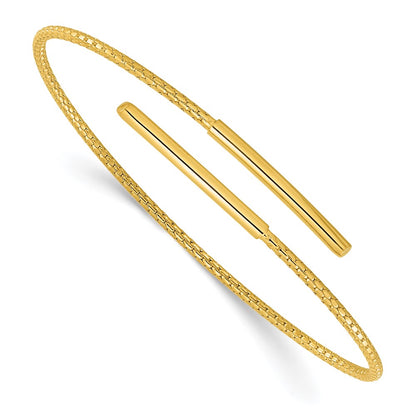 Gold Plated Sterling Silver Polished Bypass Cuff Bangle
