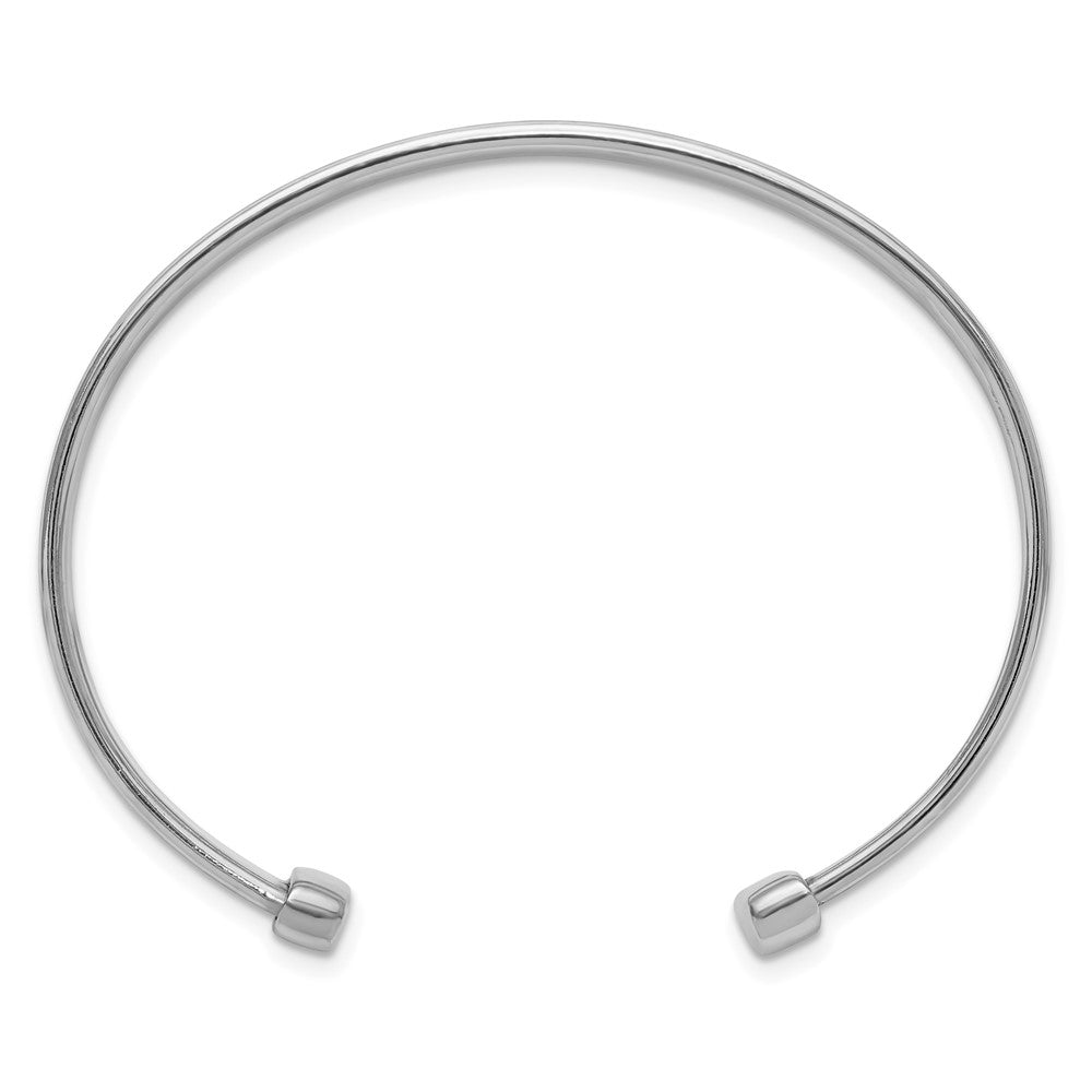 Sterling Silver Rhodium Plated Polished/Braided Cuff Bangle