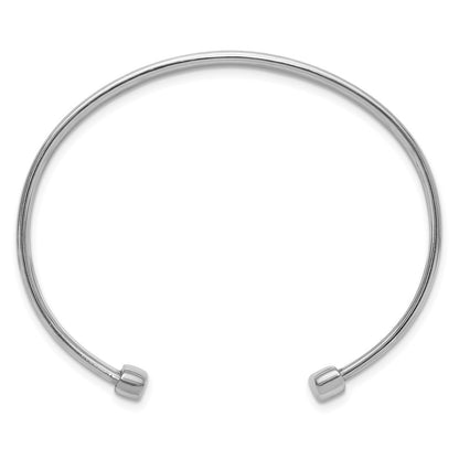 Sterling Silver Rhodium Plated Polished/Braided Cuff Bangle