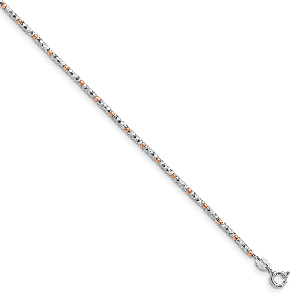 Sterling Silver Rose Flash-Plated D/C W/1In Ext. Anklet
