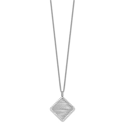 Sterling Silver Rhodium-Plated Cz Necklace