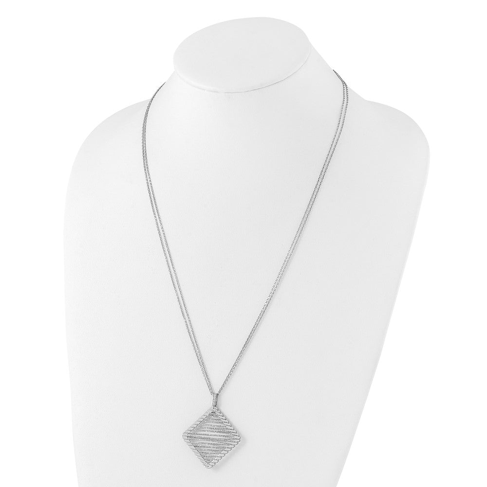 Sterling Silver Rhodium-Plated Cz Necklace