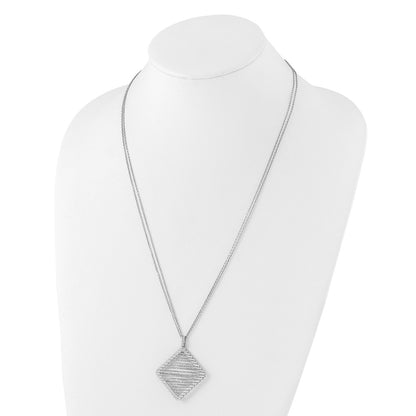 Sterling Silver Rhodium-Plated Cz Necklace