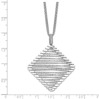 Sterling Silver Rhodium-Plated Cz Necklace