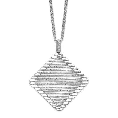 Sterling Silver Rhodium-Plated Cz Necklace