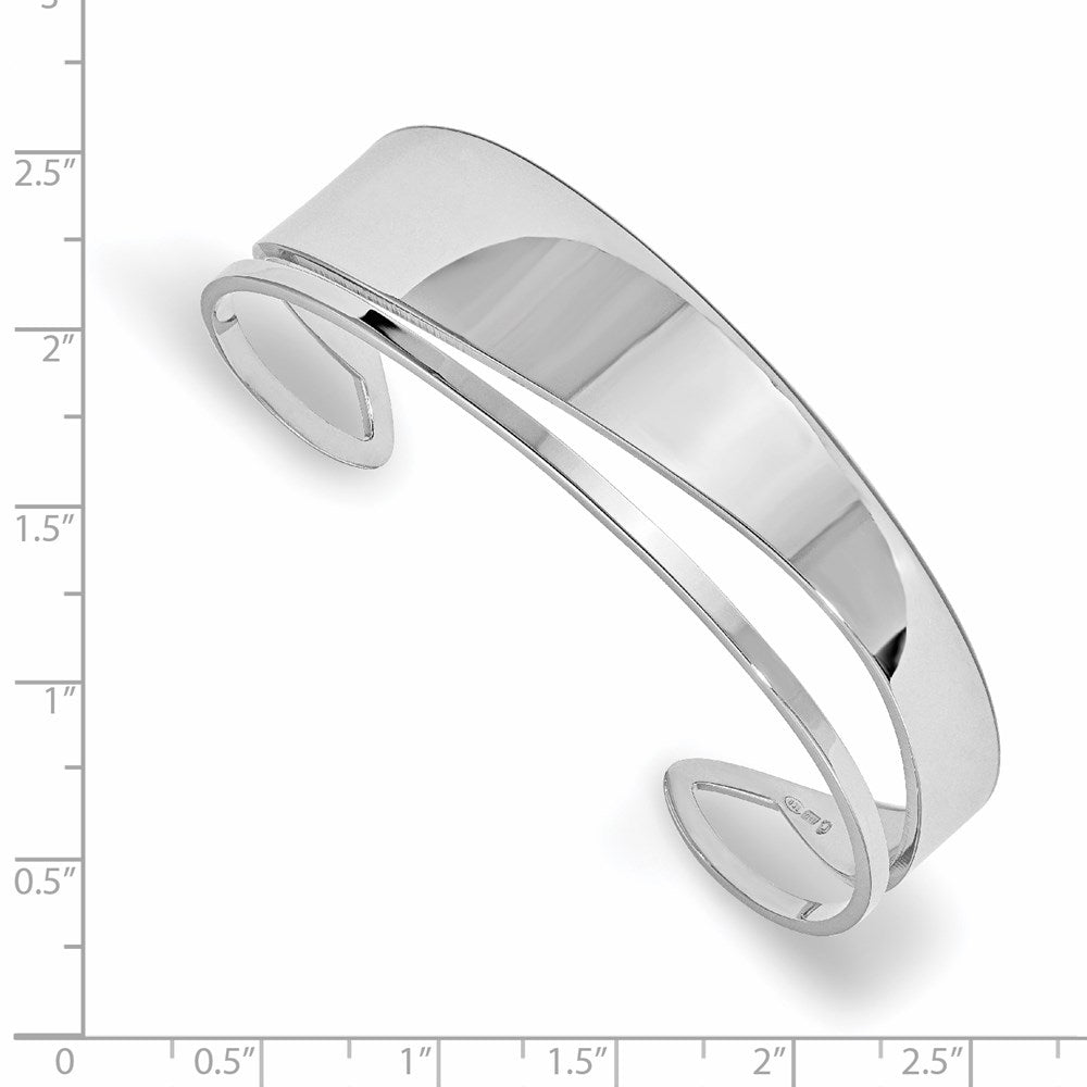 Sterling Silver Rh Plated Polished Fancy Cuff Bangle