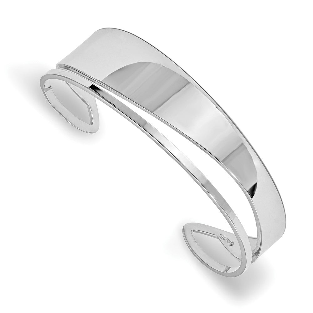 Sterling Silver Rh Plated Polished Fancy Cuff Bangle