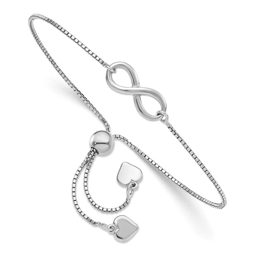Sterling Silver Rh Plated Polished Infinity Adjustable Bracelet