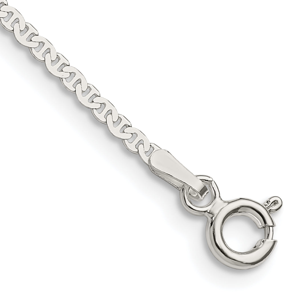 7 Inch Sterling Silver 1.85mm Flat Anchor Chain Bracelet