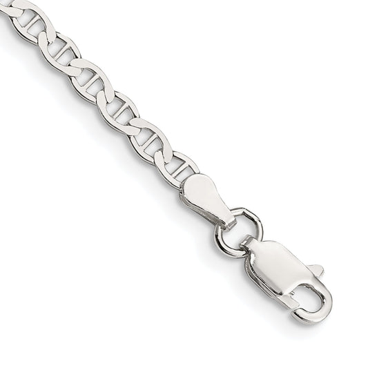 8 Inch Sterling Silver 3.1mm Flat Anchor Chain Bracelet