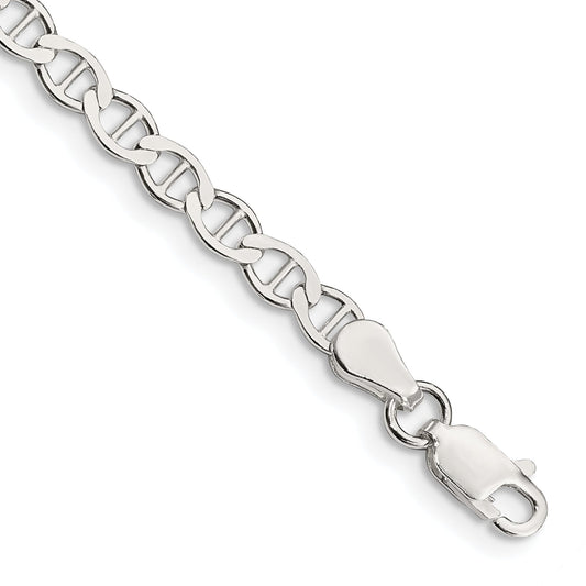 10 Inch Sterling Silver 4mm Flat Anchor Chain Bracelet
