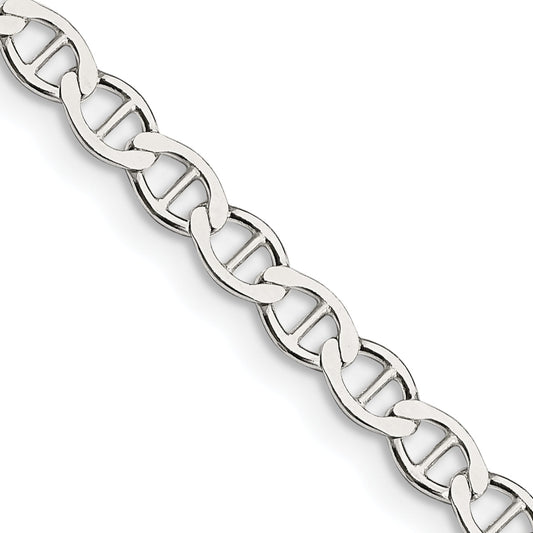 22 Inch Sterling Silver 4mm Flat Anchor Chain Necklace