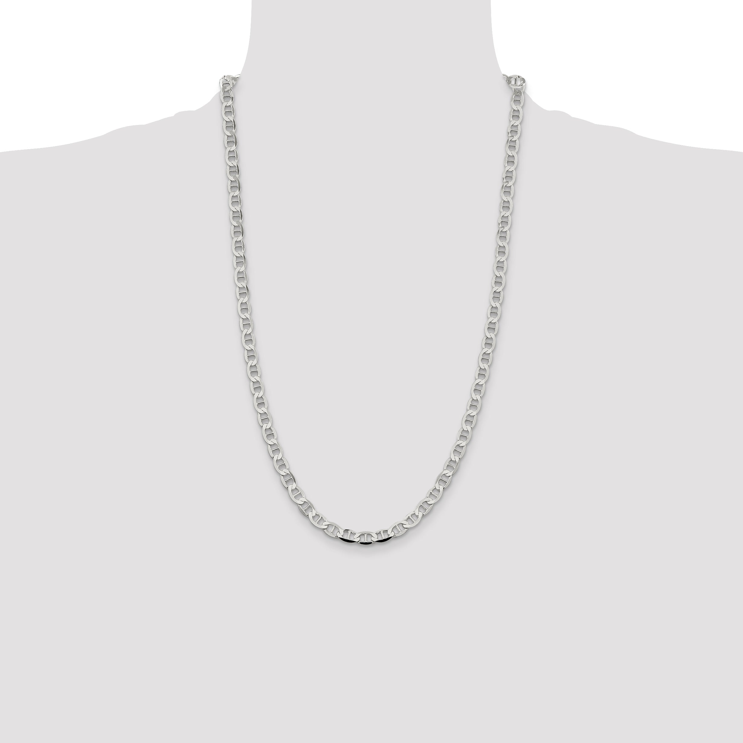 26 Inch Sterling Silver 5.7mm Flat Anchor Chain Necklace