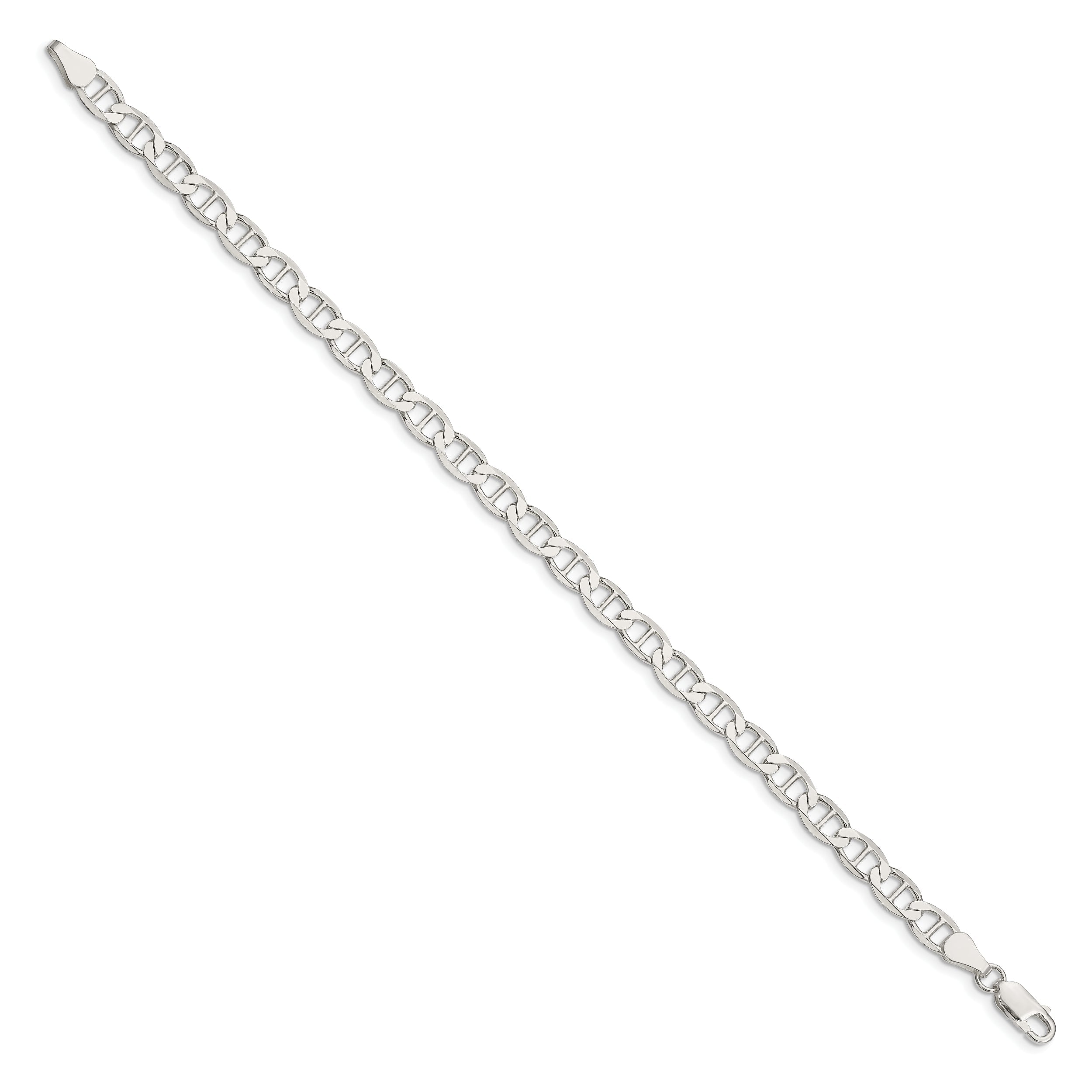 7 Inch Sterling Silver 5.7mm Flat Anchor Chain Bracelet