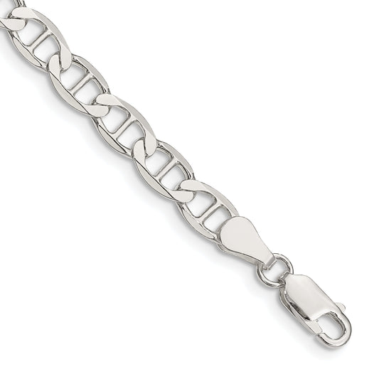 7 Inch Sterling Silver 5.7mm Flat Anchor Chain Bracelet