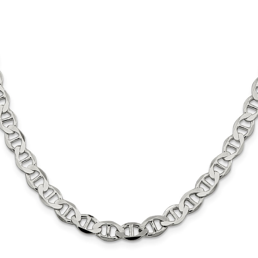 22 Inch Sterling Silver 7.1mm Flat Anchor Chain Necklace