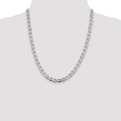 22 Inch Sterling Silver 8.9mm Flat Anchor Chain Necklace