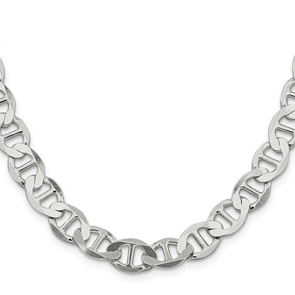 22 Inch Sterling Silver 9.95mm Flat Anchor Chain Necklace