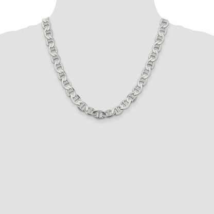 20 Inch Sterling Silver 9.95mm Flat Anchor Chain Necklace