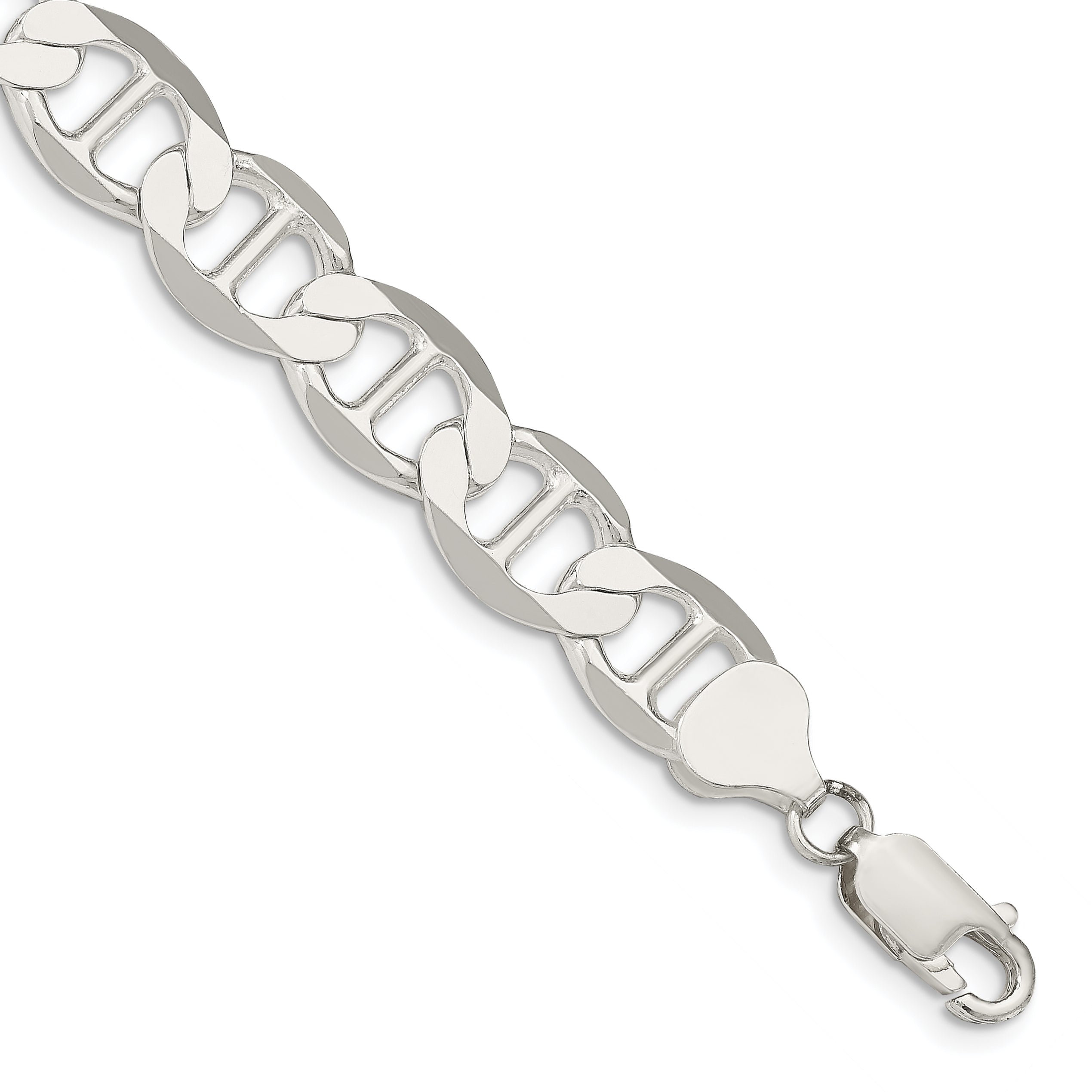 8 Inch Sterling Silver 9.95mm Flat Anchor Chain Bracelet