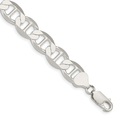 9 Inch Sterling Silver 9.95mm Flat Anchor Chain Bracelet