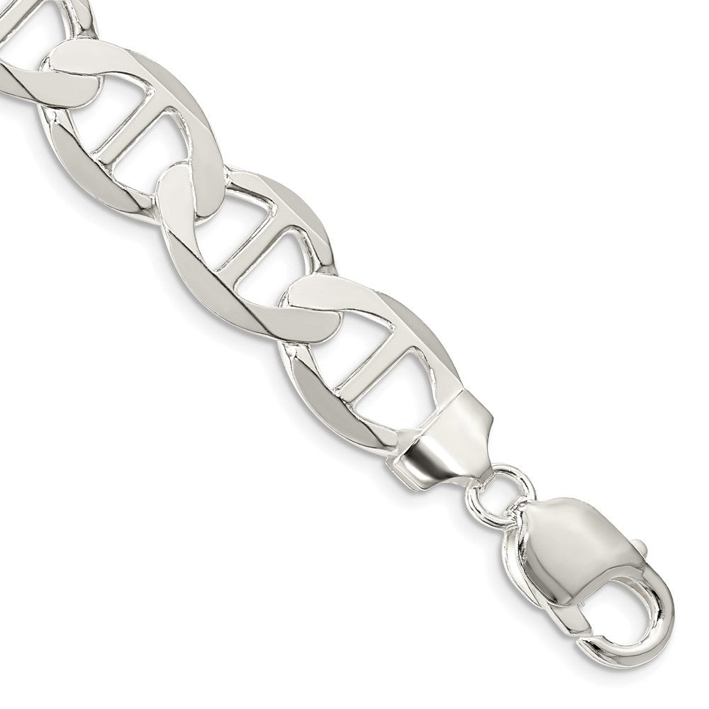 8 Inch Sterling Silver 12.3mm Flat Anchor Chain Bracelet