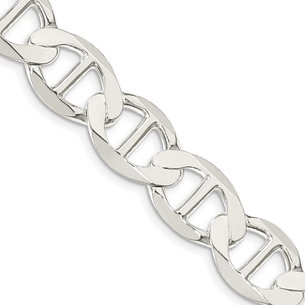 22 Inch Sterling Silver 12.3mm Flat Anchor Chain Necklace