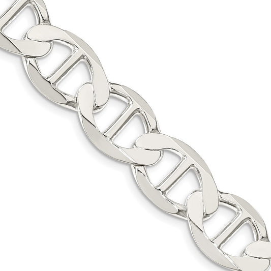 22 Inch Sterling Silver 12.3mm Flat Anchor Chain Necklace