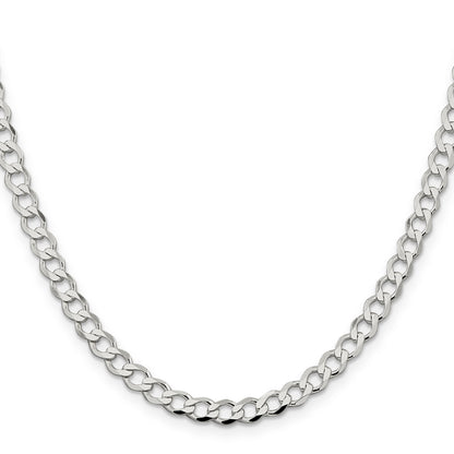 16 Inch Sterling Silver 5.3mm Semi-Solid Flat Curb Chain Necklace