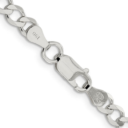 16 Inch Sterling Silver 5.3mm Semi-Solid Flat Curb Chain Necklace