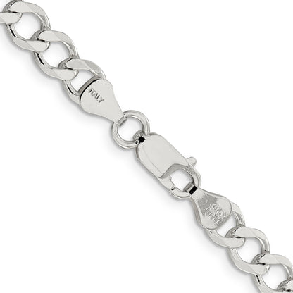 24 Inch Sterling Silver 6.7mm Semi-Solid Flat Curb Chain Necklace