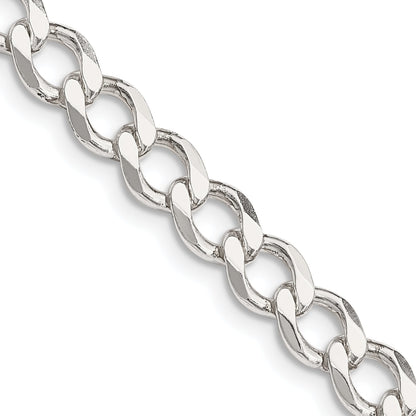24 Inch Sterling Silver 6.7mm Semi-Solid Flat Curb Chain Necklace