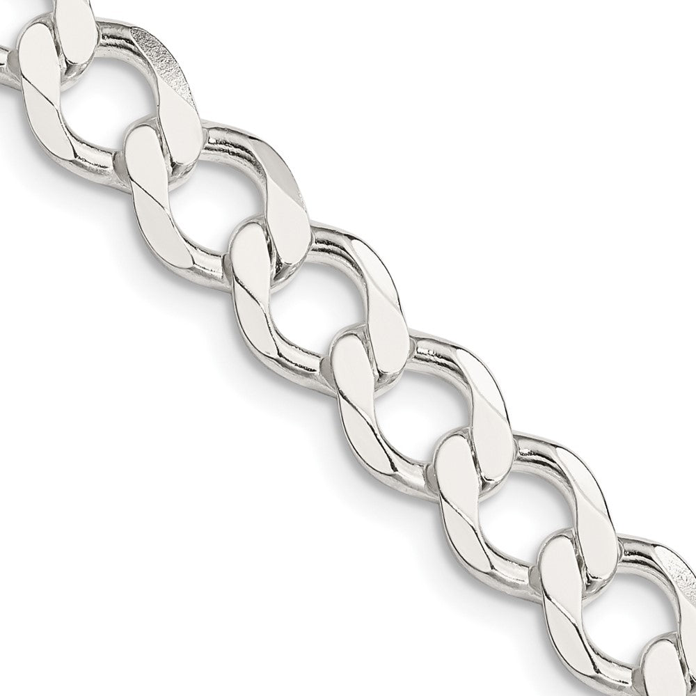 18 Inch Sterling Silver 8.1mm Semi-Solid Flat Curb Chain Necklace