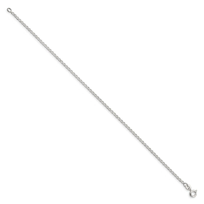 10 Inch Sterling Silver 1.5mm Open Elongated Link Chain Anklet