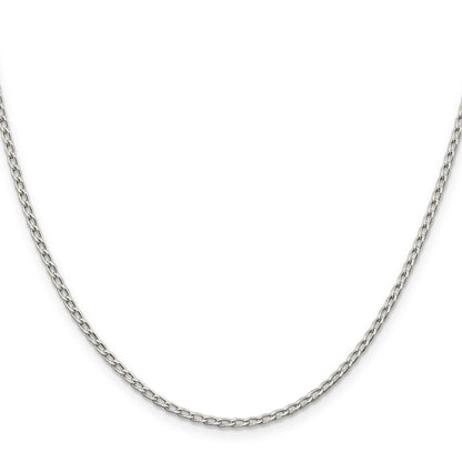 24 Inch Sterling Silver 2mm Open Elongated Link Chain Necklace