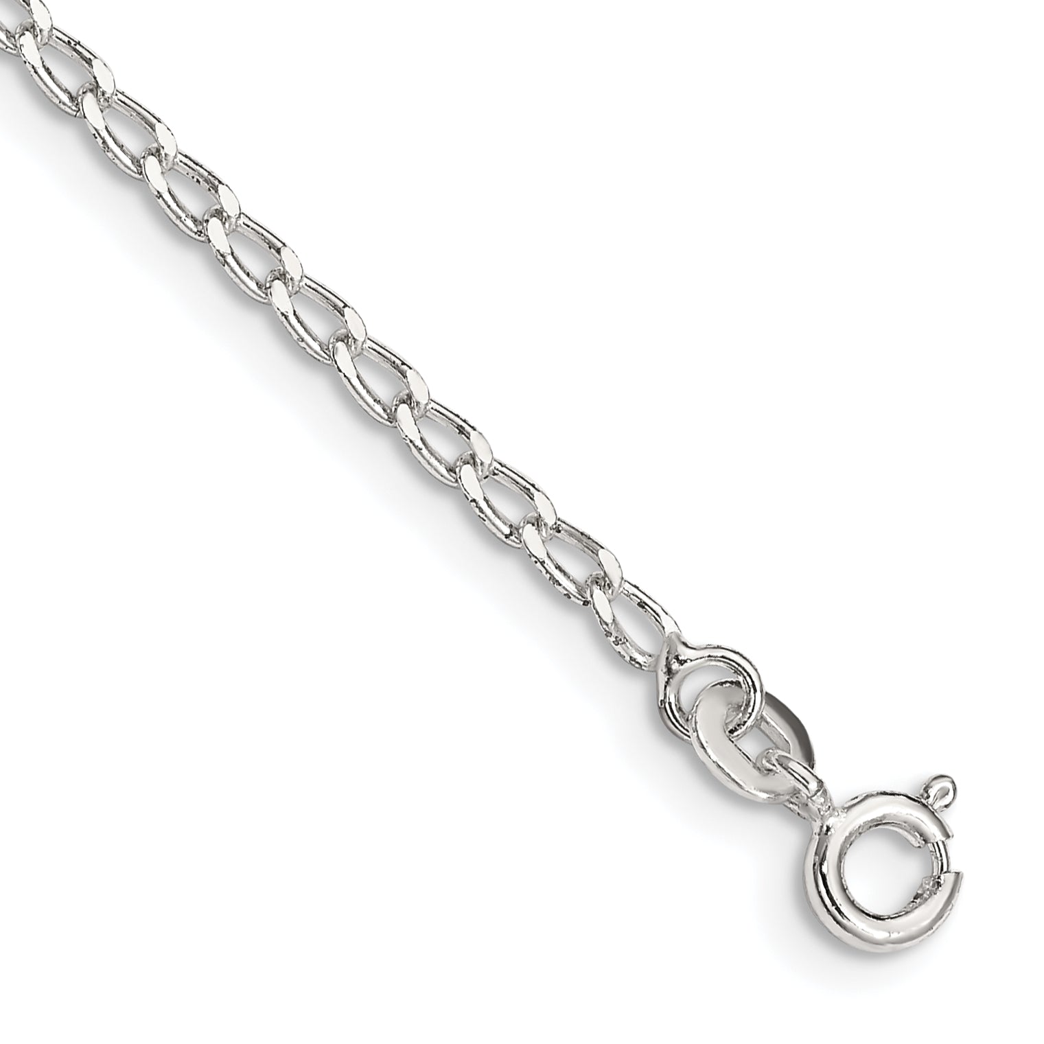 10 Inch Sterling Silver 2mm Open Elongated Link Chain Anklet