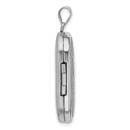 Sterling Silver Rhodium Plated Satin/polished Epoxy Flag 30x19mm Locket